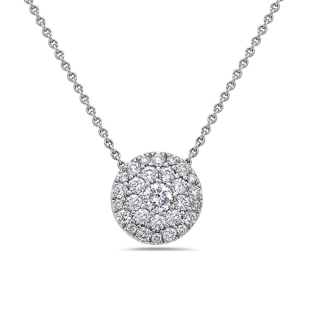 18K White Gold Full Disk Women's Necklace With 0.97 CT Diamonds
