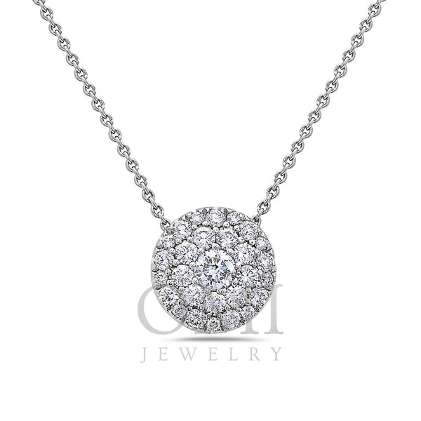 18K White Gold Full Disk Women's Necklace With 0.97 CT Diamonds