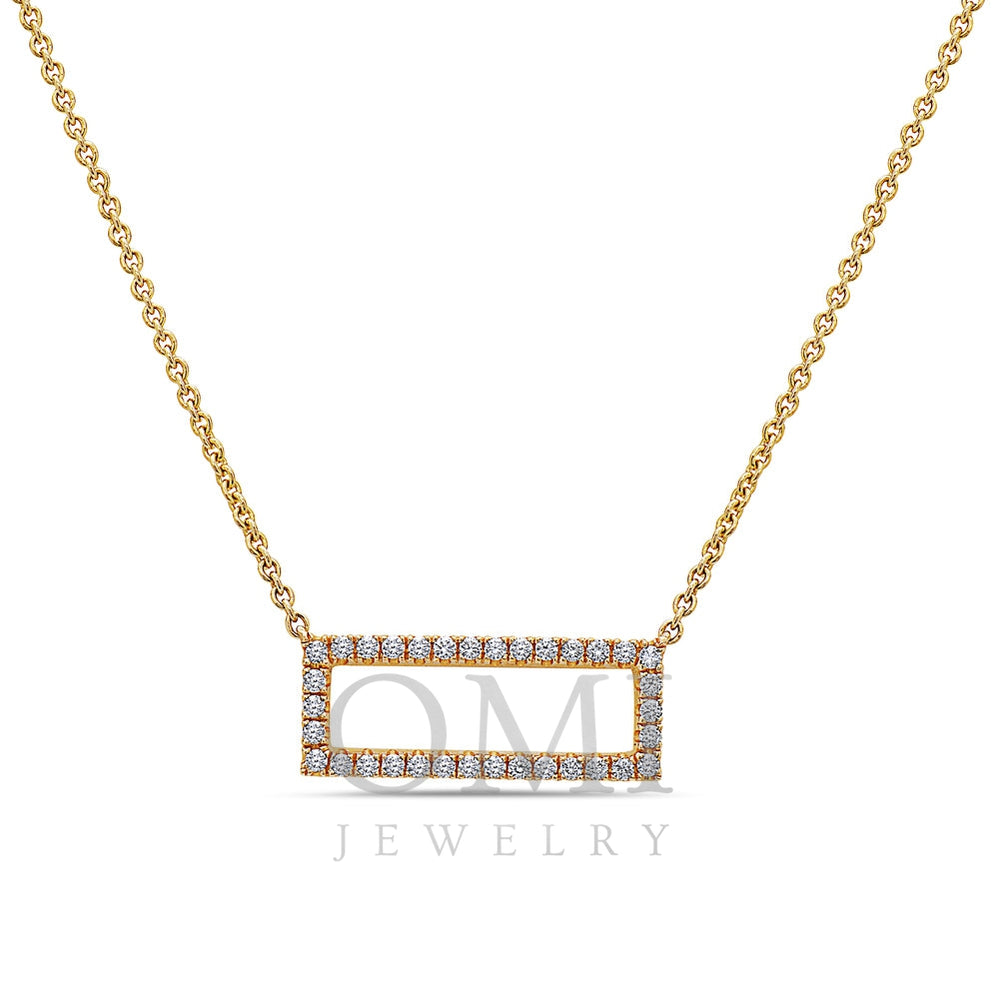 18K Yellow Gold Floating Rectangle Women's Necklace With 0.26 CT Diamonds