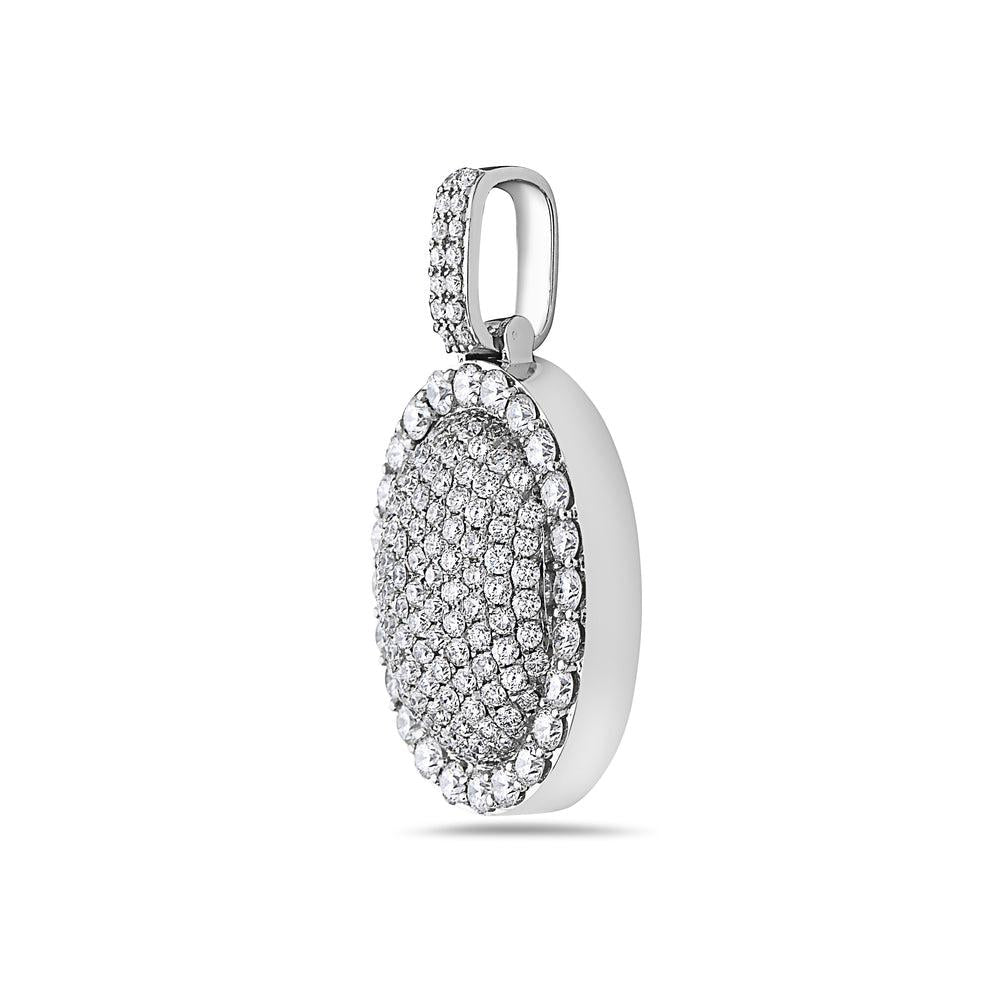 14K Gold Diamond Oval Pendant 3.30 CT