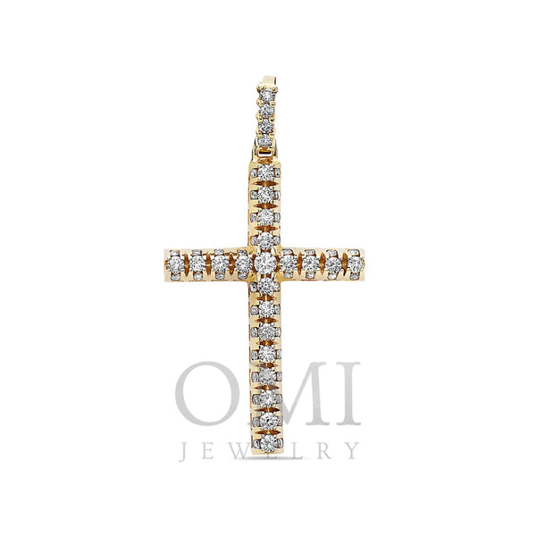 14K Yellow Gold Cross Pendant with 5.70 CT Diamonds