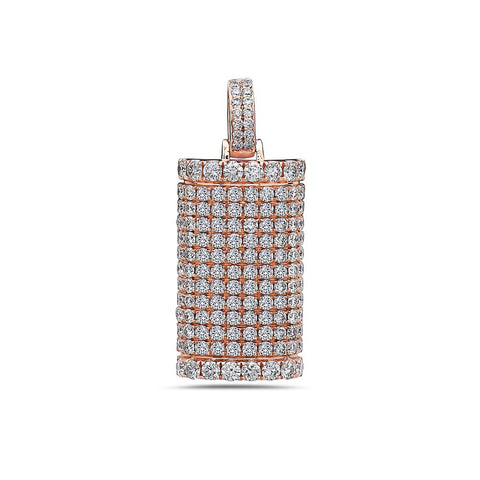 14K Rose Gold Solid Bar Unisex Pendant With 2.47 CT Diamonds