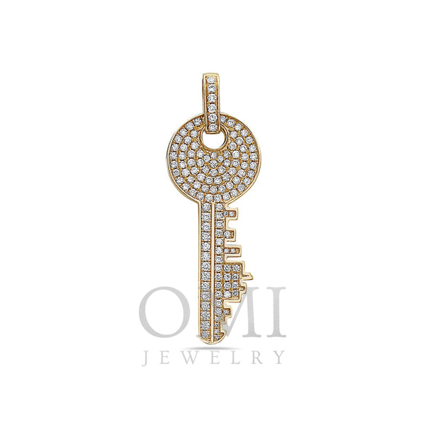 Men's 14K Yellow Gold Key Pendant with 1.25 CT Diamonds