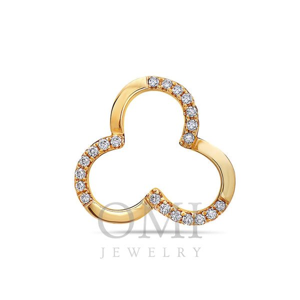 18K yellow Gold Clover Women's Pendant With 0.15 CT Diamonds