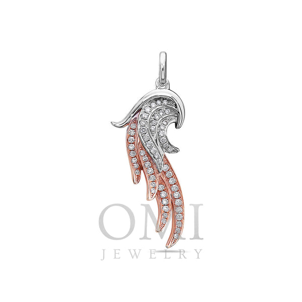 18K White & Rose Gold Wing Women's Pendant With 0.42 CT Diamonds