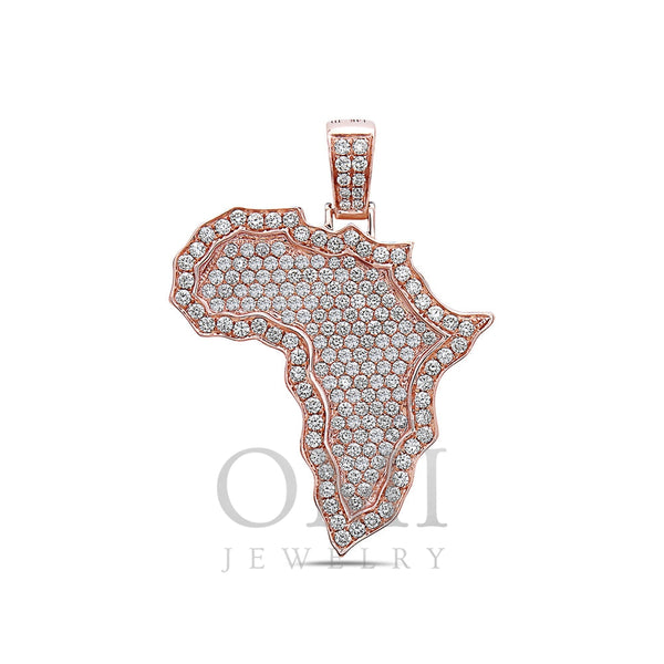 14K Rose Gold Africa Pendant with 3.01 CT Diamonds
