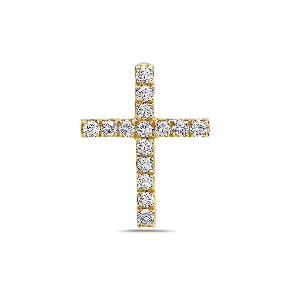 Unisex 18K Yellow Gold Cross Pendant with 0.30 CT Diamonds
