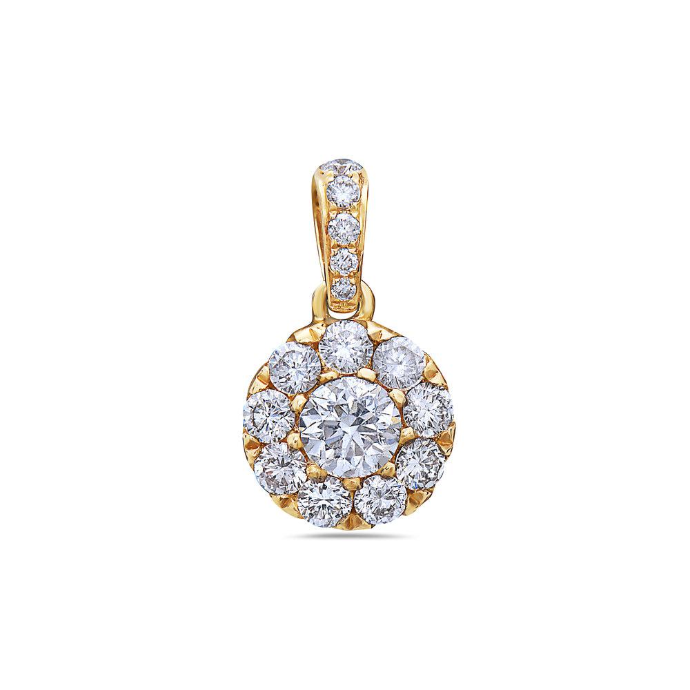 Gold Disk Pendant With Diamonds available in White & Yellow Gold
