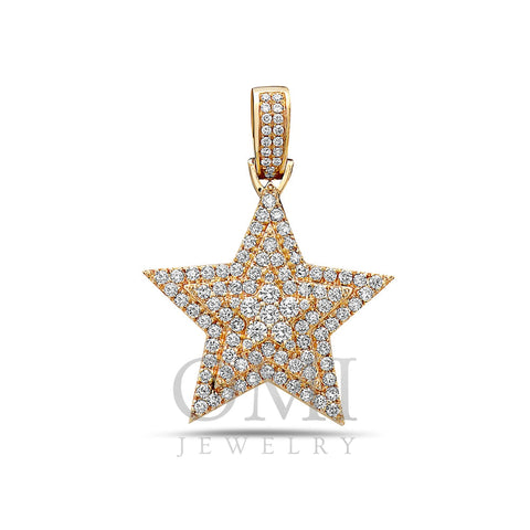 14K Yellow or White Gold Star Women's Pendant With 1.35 CT Diamonds