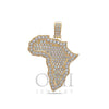 Unisex 14K Yellow Gold Africa Pendant with 1.85 CT Diamonds
