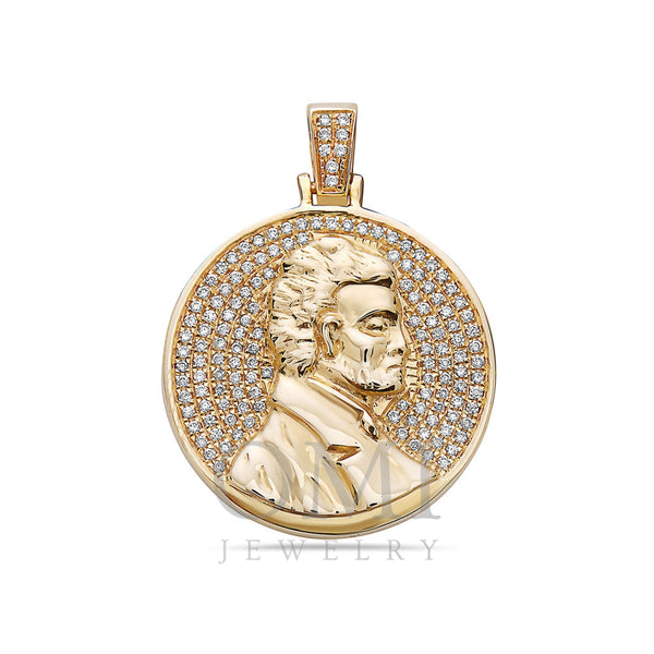 14K Yellow Gold History Characters Pendant With 0.60 CT Diamonds