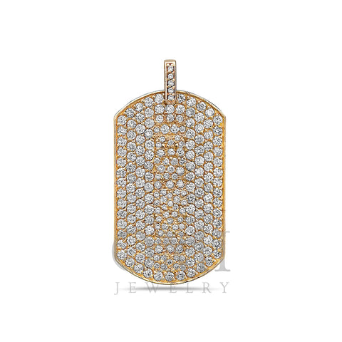 14K Yellow Gold Solid Tag Pendant With 2.50 CT Diamonds
