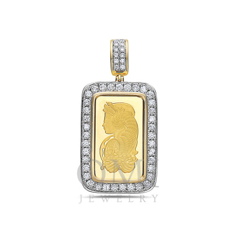 14K Yellow Gold Greek figure with Frame Pendant With 2.06 CT Diamonds