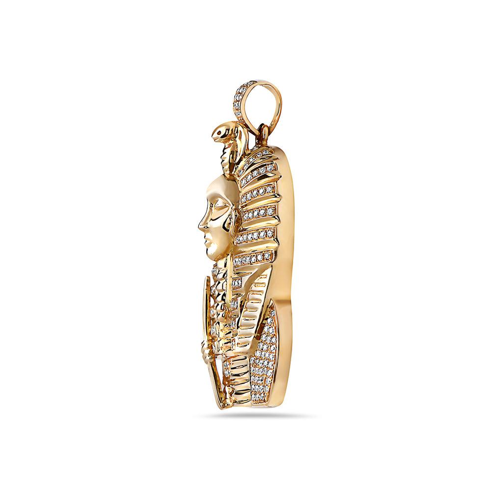 14K YELLOW GOLD DIAMOND EGYPTIAN FIGURE PENDANT 0.65 CT