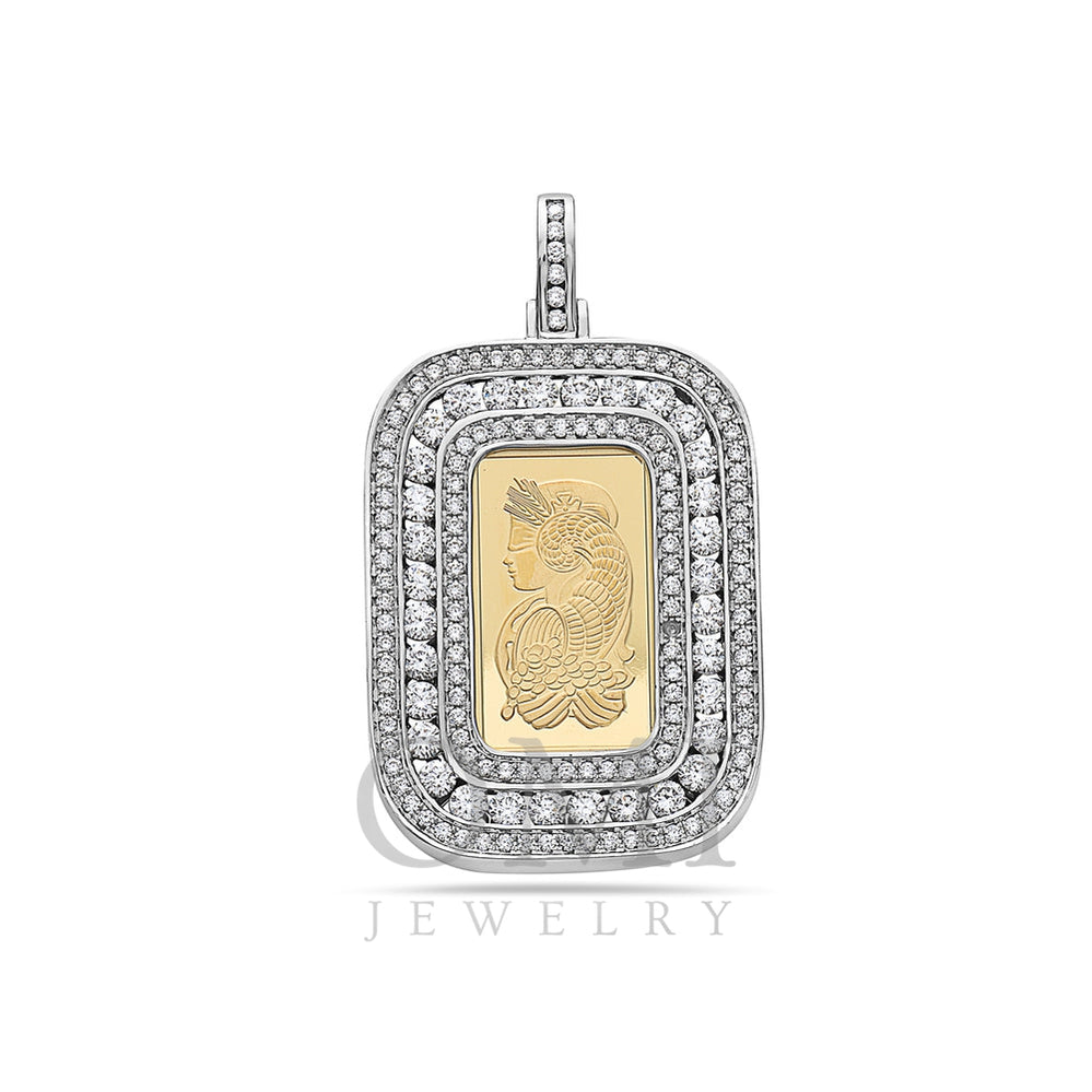 Men's 14K White Gold Fortuna Pendant with 3.20 CT Diamonds