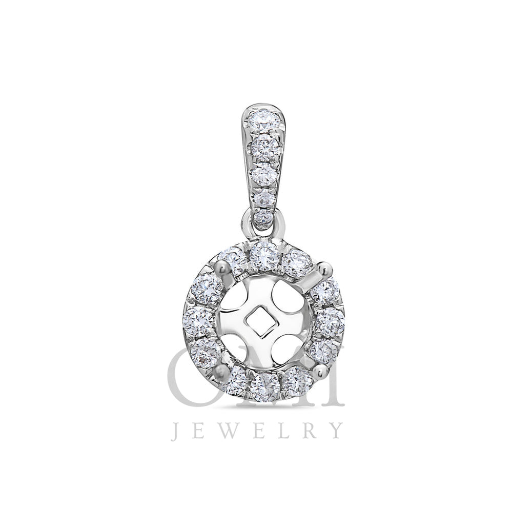 18K White Gold Rounded Design Women's Pendant With 0.20 CT Diamonds