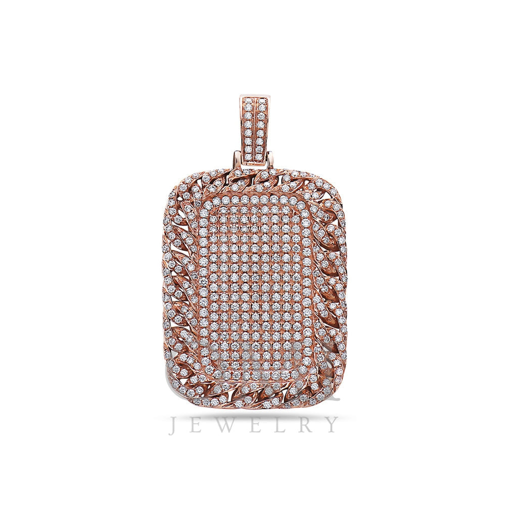 14K Rose Gold Curb Link Pendant with 4.50 CT Diamonds