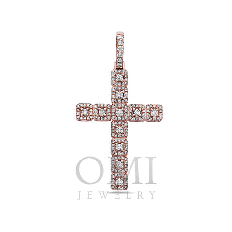 Unisex 14K Rose Gold Cross Pendant with 0.62 CT Diamonds