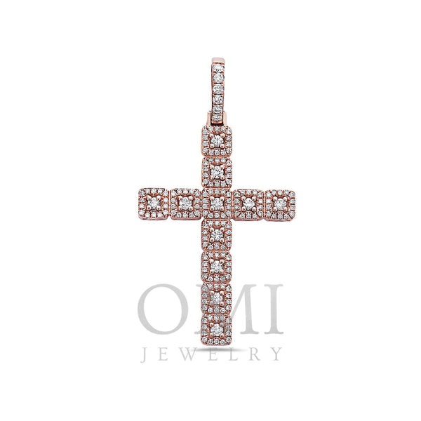 Unisex 14K Rose Gold Cross Pendant with 0.62 CT Diamonds