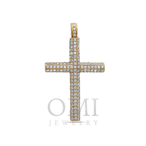 14K Yellow Gold Cross Pendant with 4.20 CT Diamonds