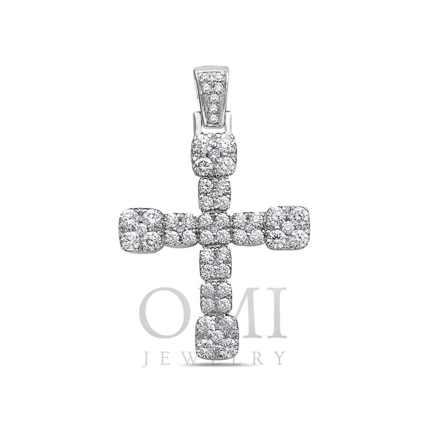 Unisex 14K White Gold Cross Pendant with 1.85 CT Diamonds