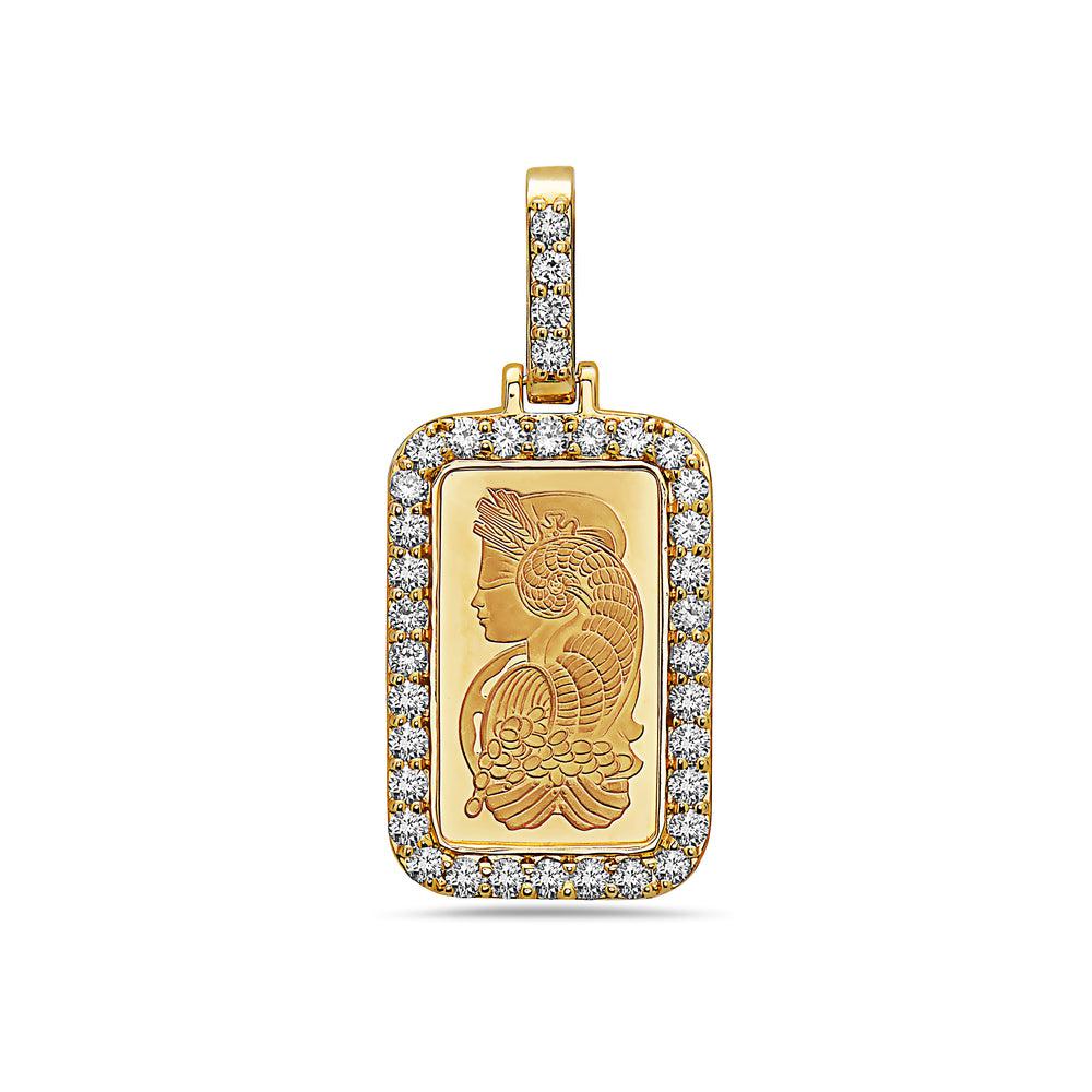 14K YELLOW GOLD DIAMOND EGYPTIAN FIGURE TAG PENDANT 1.44 CT
