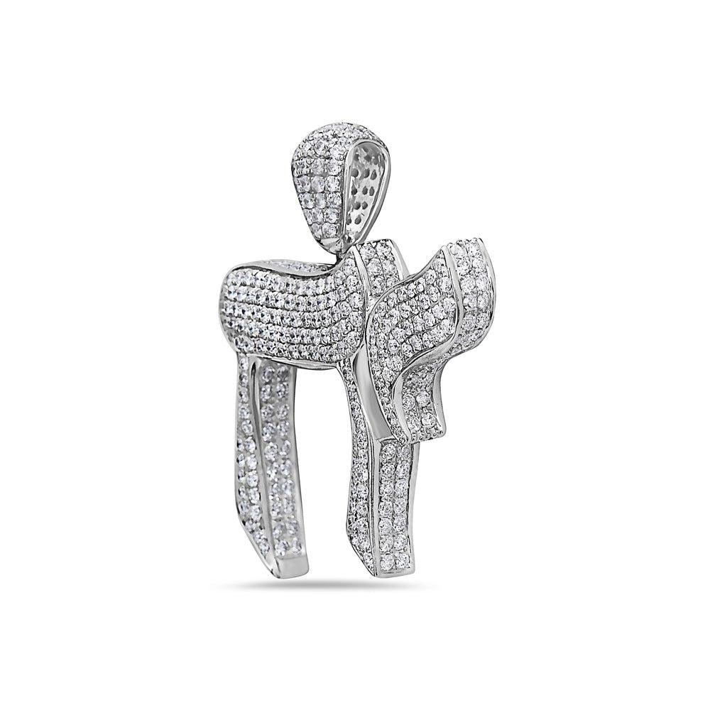 14K White Gold Hai Pendant With 5.94 CT Diamonds
