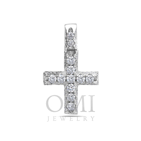 Unisex  14K White Gold Cross Pendant with 1.40 CT Diamonds