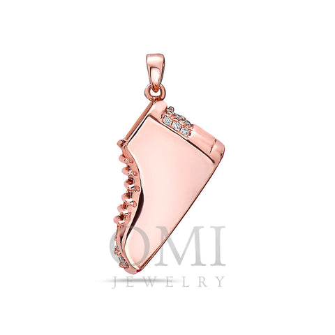 Shoe Women's Pendant With 0.65 CT Diamonds in 14K Rose Gold