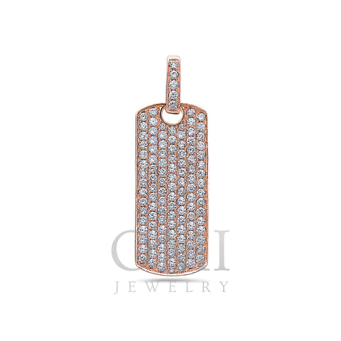 14K Rose Gold Dog Tag Pendant with 1.50 CT Diamonds