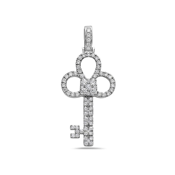 Men's 14K White Gold Key Pendant with 1.85 CT Diamonds OMI Jewelry