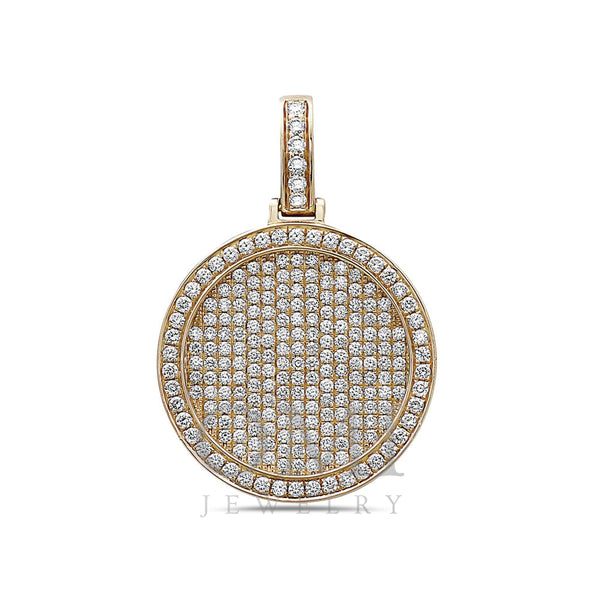 Men's 14K Yellow Gold Circle Pendant with 3.30 CT Diamonds