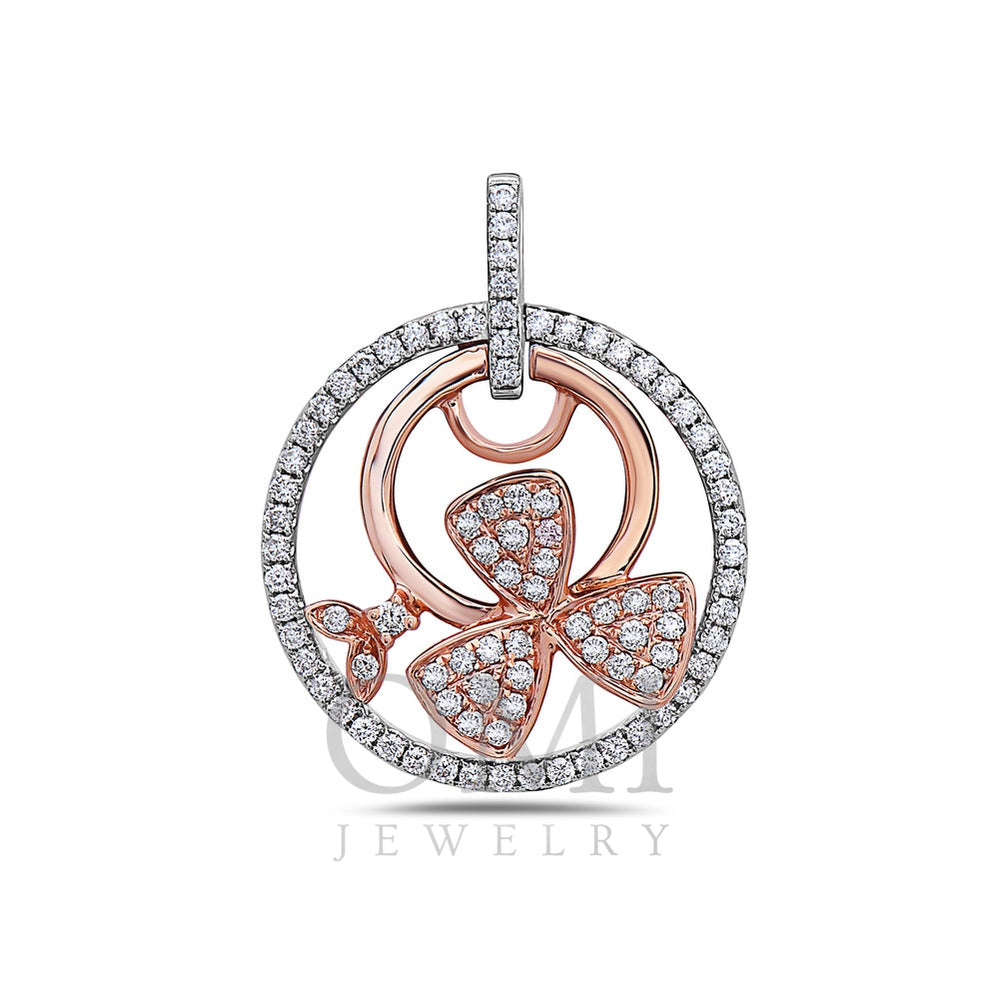 18K White and Rose Gold Floating Circles and Shapes Women's Pendant with 0.72CT Diamonds