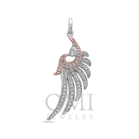 18K Rose and White Gold Wing Women's Pendant with 0.60CT Diamonds