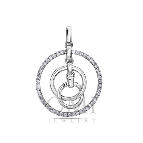 18K White Gold Floating Circle Chain Women's Pendant with 0.34CT Diamonds