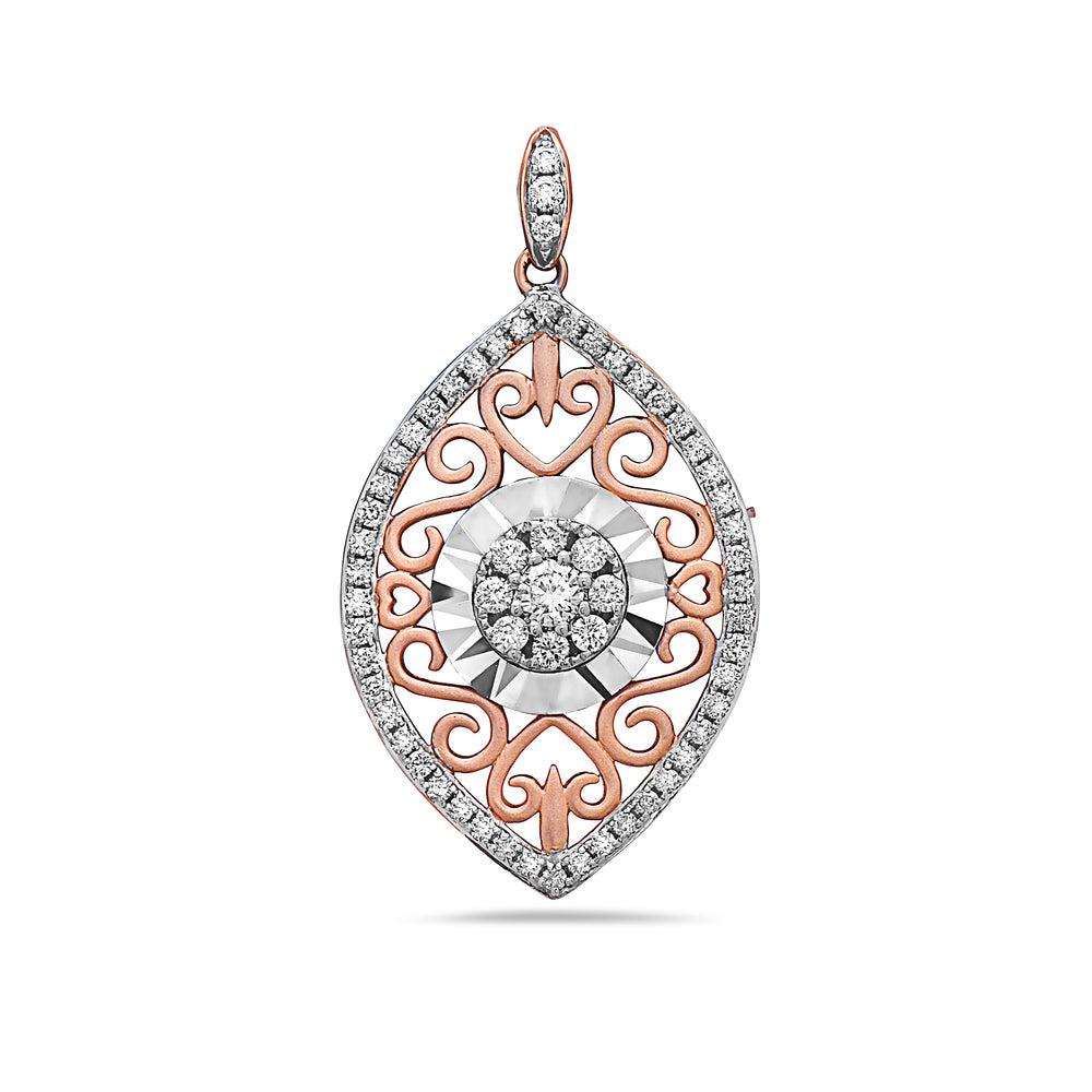 18K Rose Gold Floating Vertical Eye Women's Pendant with 0.48CT Diamonds