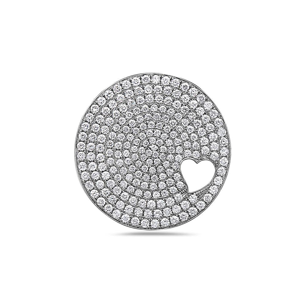 18K White Gold Circle with Heart Women's Pendant with 2.72CT Diamonds