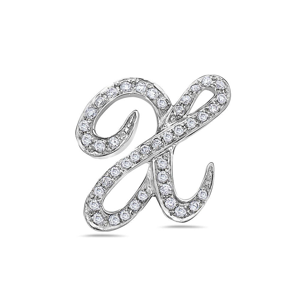 14K White Gold Letter "X" Women's Pendant with 0.35CT Diamonds