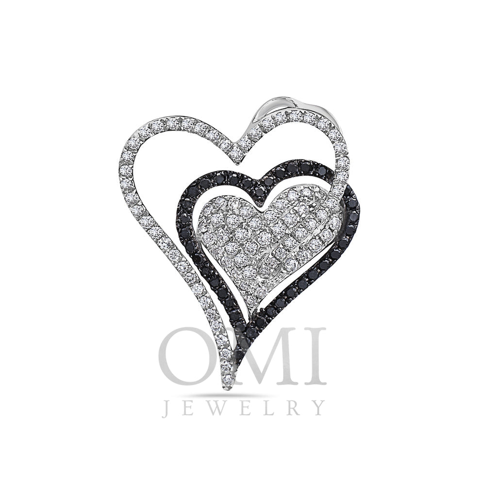 14K White Gold Floating Hearts Women's Pendant with 1.75CT Diamonds