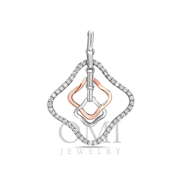 18K Rose & White Gold Floating Shapes Women's Pendant with 0.16CT Diamonds