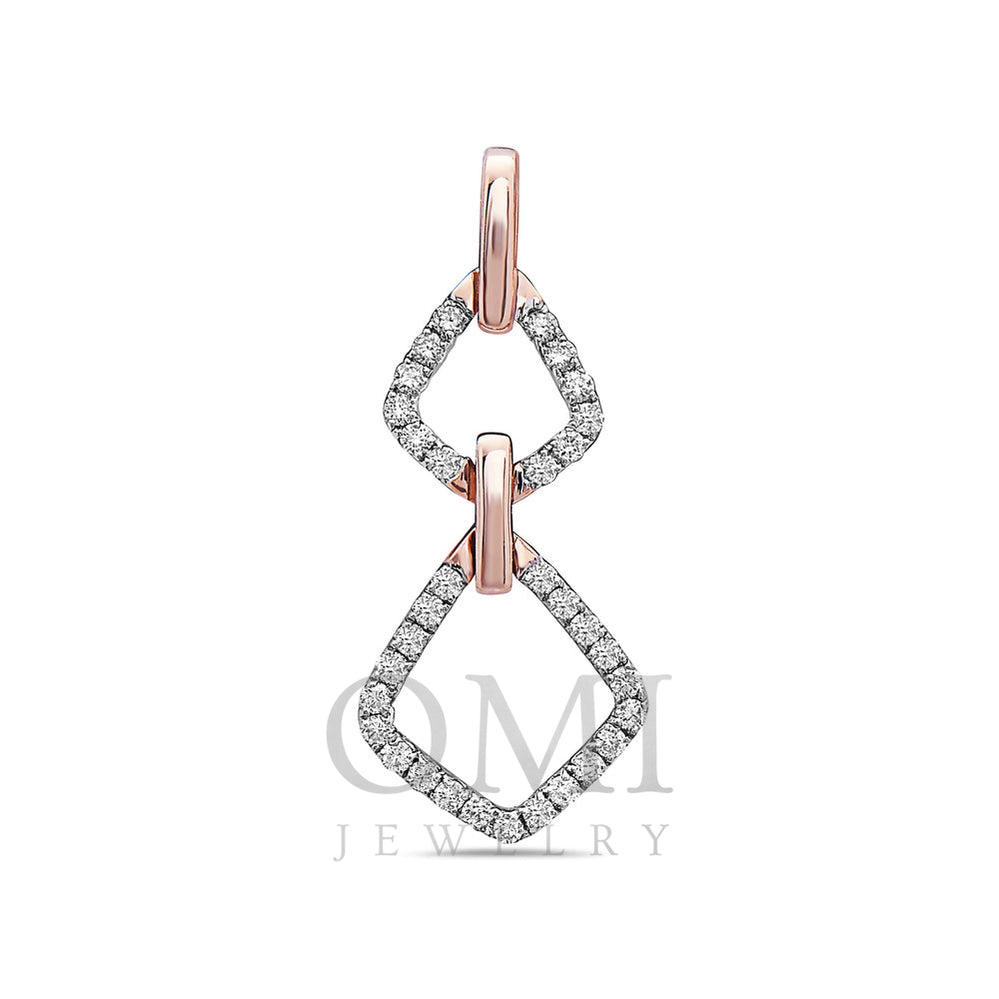 14K Rose & White Gold Floating Rhombus Women's Pendant with 0.34CT Diamonds
