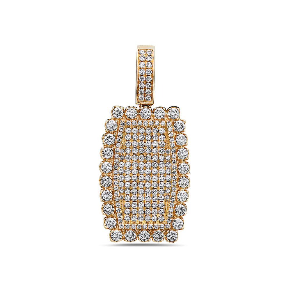 14K Rounded Rectangle Women's Pendant with 3.11 CT Diamonds
