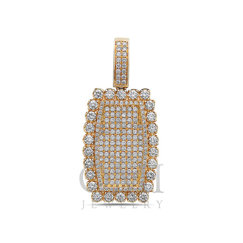 14K Rounded Rectangle Women's Pendant with 3.11CT Diamonds available in Rose & Yellow Gold