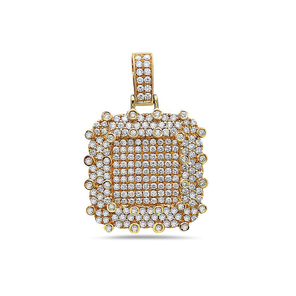 14K Yellow Gold Double Square Pendant with 3.00CT Diamonds