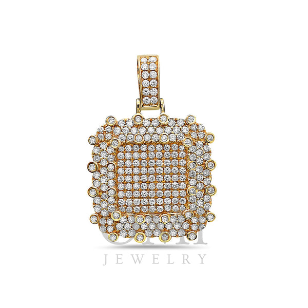 14K Yellow Gold Double Square Pendant with 3.00CT Diamonds
