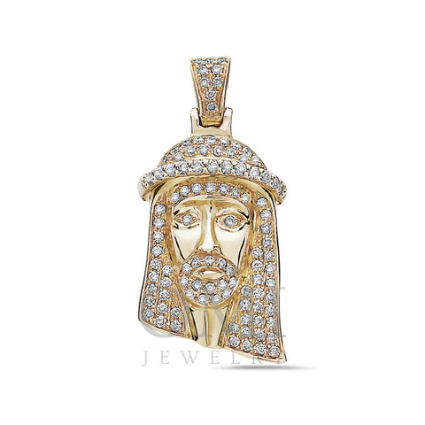 Men's 14K Yellow Gold Jesus Head Pendant with 1.15 CT Diamonds