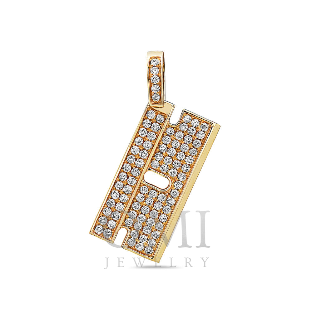 14K Yellow Gold Rectangle Shape Women's Pendant with 1.02CT Diamonds