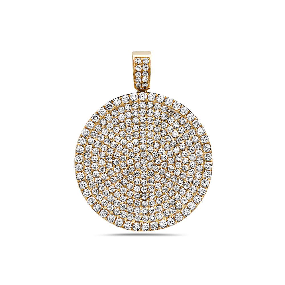 Men's 14K Yellow Gold Circle Pendant with 4.45 CT Diamonds