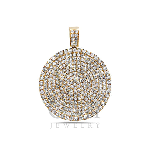 Men's 14K Yellow Gold Circle Pendant with 4.45 CT Diamonds