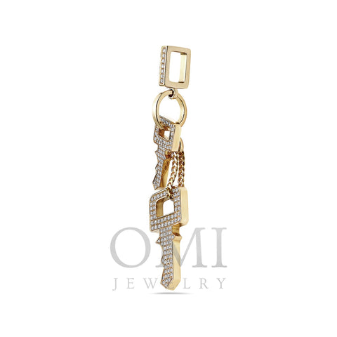 Men's 14K Yellow Gold Keys Pendant with 5.65 CT Diamonds